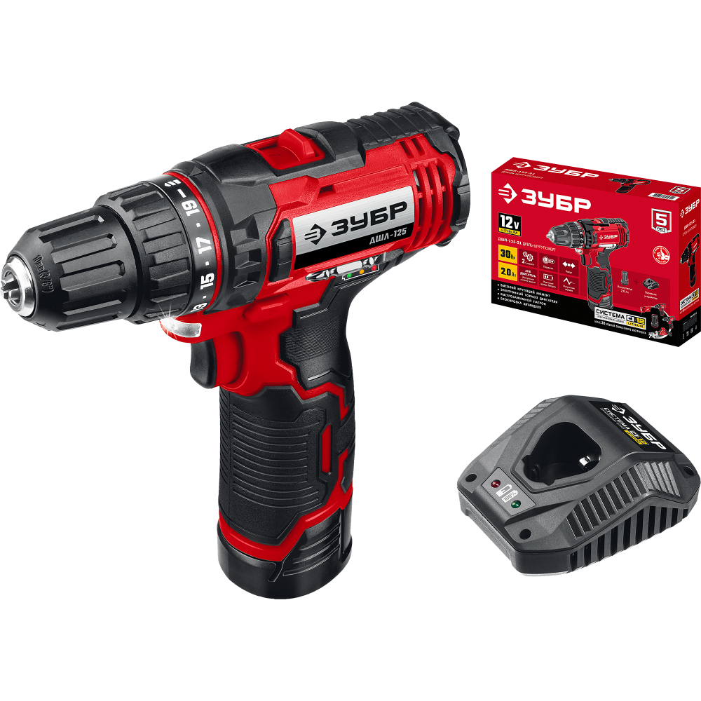 Дрель-шуруповёрт ЗУБР ДШЛ-125-21