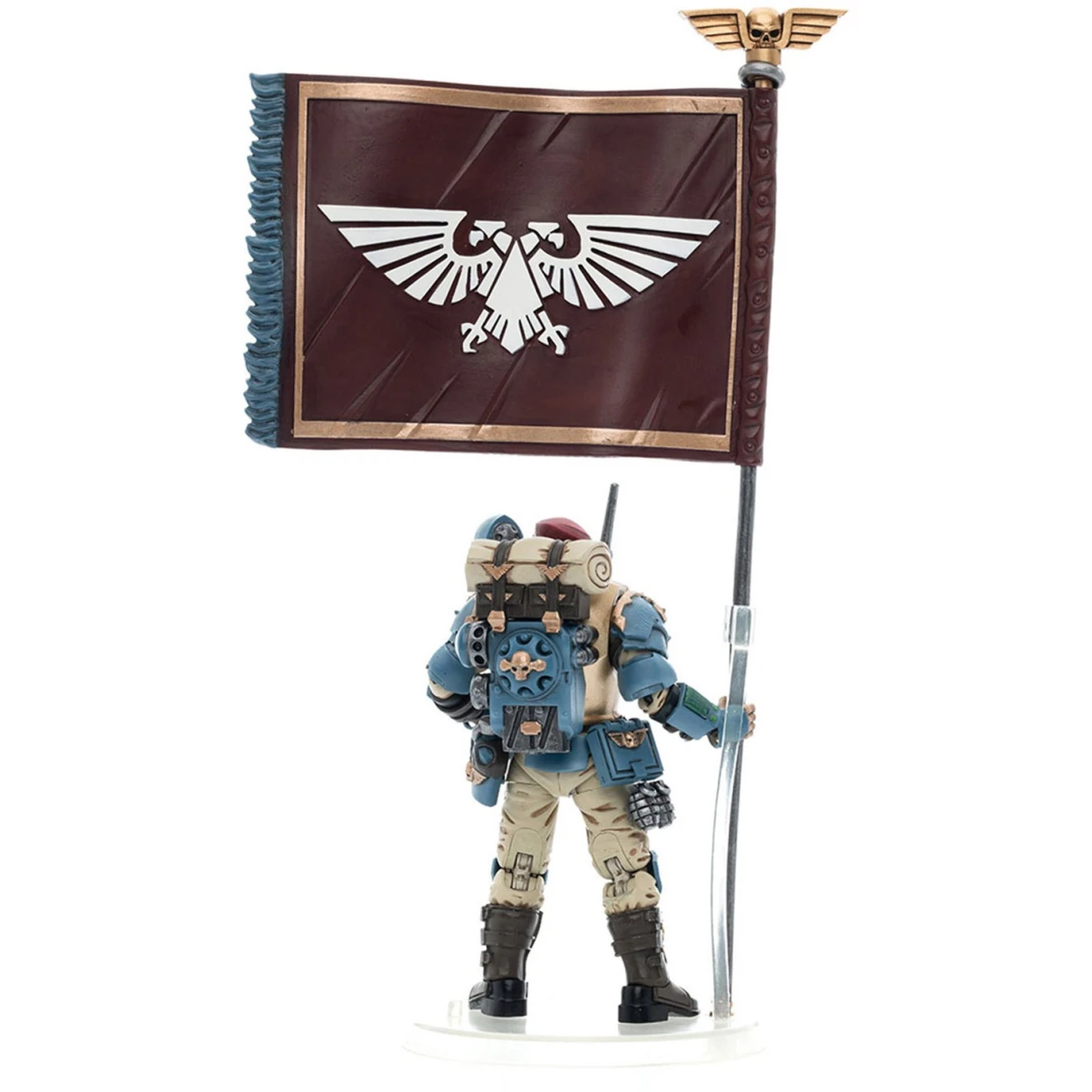 Фигурка JOYTOY Warhammer 40K Astra Militarum Tempestus Scions Command Squad 55th Kappic Eagles Banner Bearer - JT5130 - фото 2