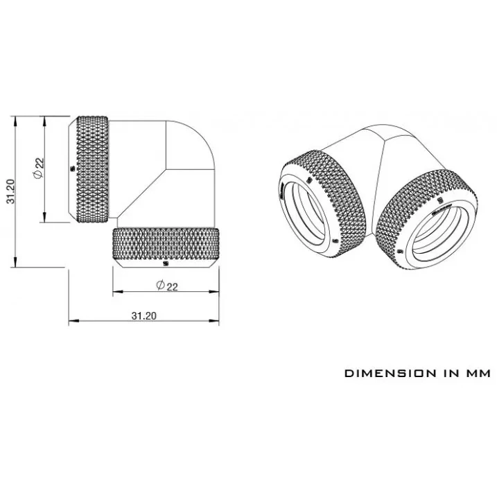 Угловой фитинг для СЖО Barrow TWT90KNS-K14 Black (BA2037) - фото 2