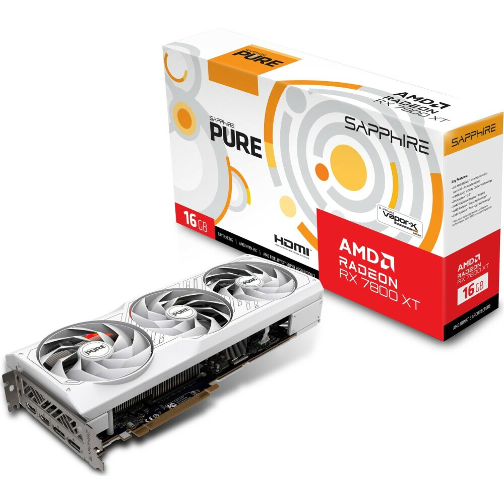 【美品】Radeon RX 7800 XT OC Edition 16GB Видеокарта AMD Radeon RX 7800 XT Sapphire Pure Gaming OC 16Gb