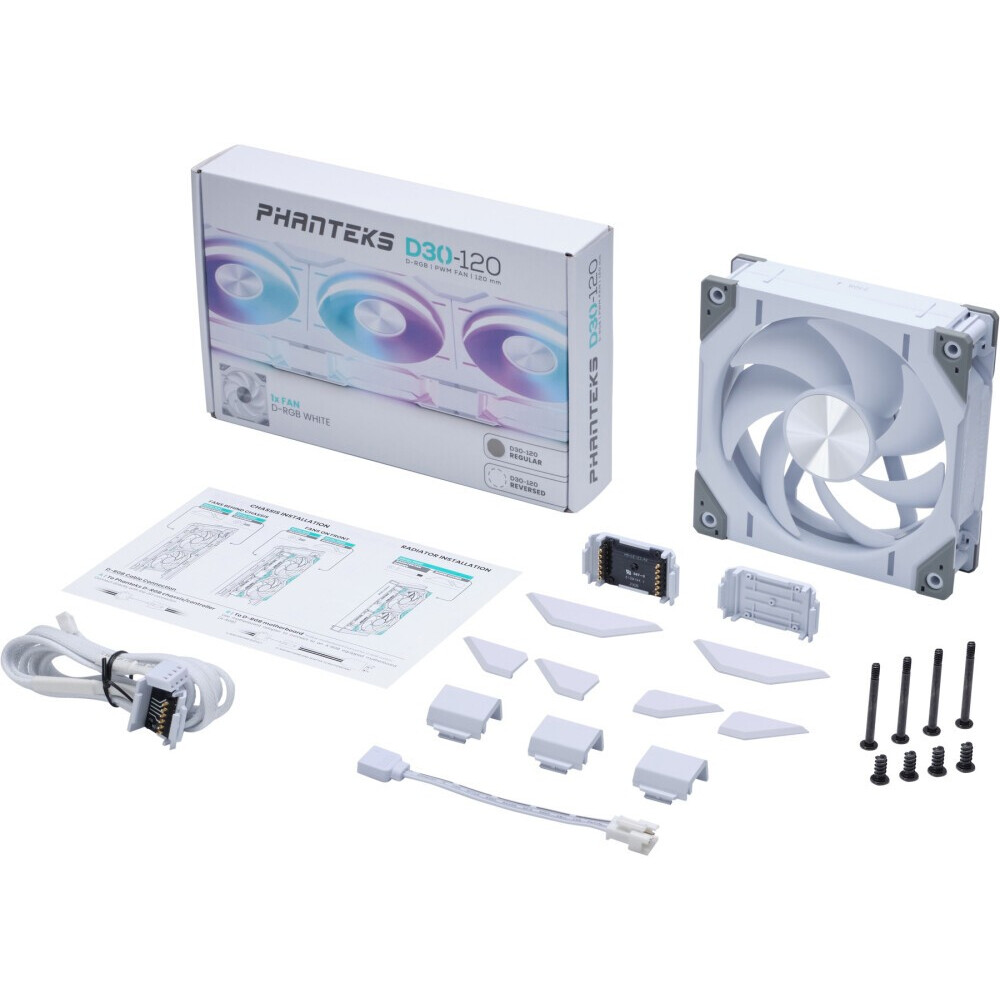 Вентилятор для корпуса Phanteks D30 DRGB PWM White - PH-F120D30_DRGB_PWM_WT01 - фото 3