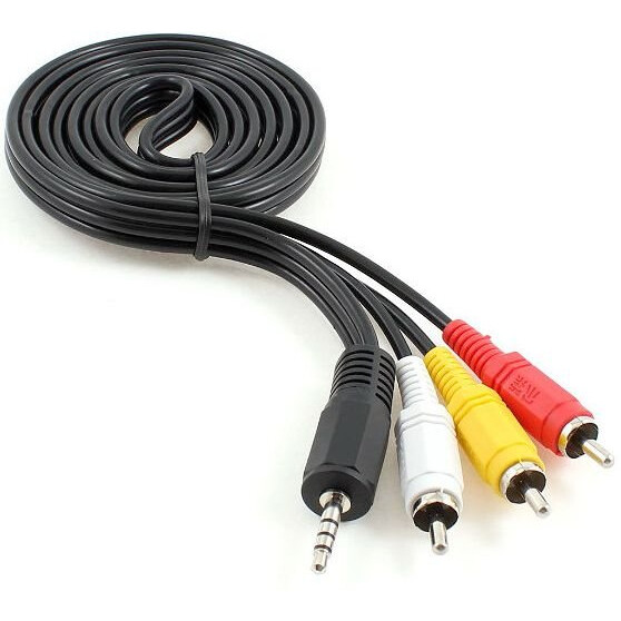Кабель 3.5 Jack (M) - 3x RCA (M), 2м, Gembird CCA-4P2R-2M