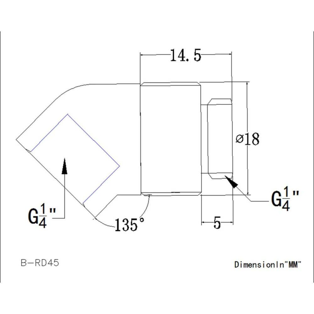 Угловой фитинг для СЖО Bykski B-RD45-X Silver (C10-0345) - фото 2