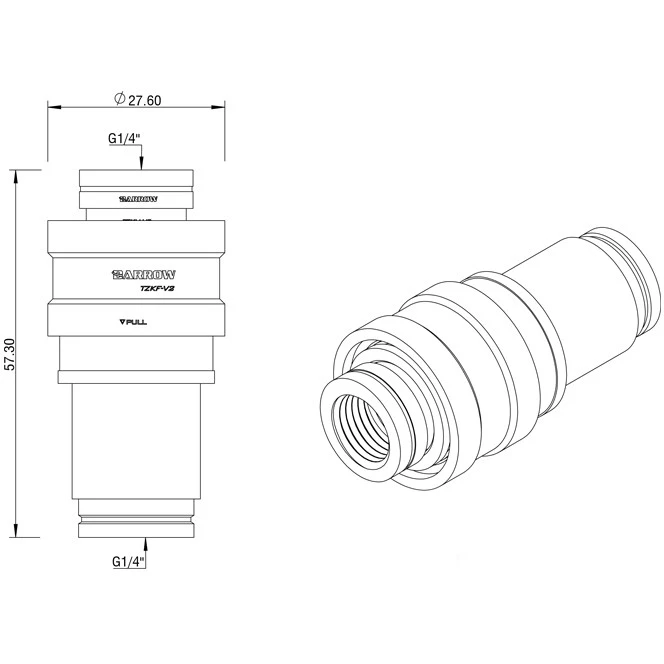 Фитинг быстросъемный для СЖО Barrow TZKMF-V2 Black (BA1108) - фото 2