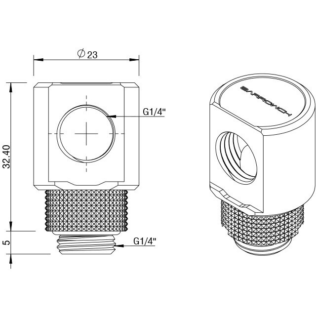 Угловой фитинг для СЖО Barrowch FBWT90-MR White Silver (CH1021) - фото 2