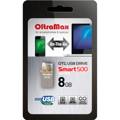USB Flash накопитель 8Gb OltraMax 500 SMART Grey - OM008GB500SM-OTG