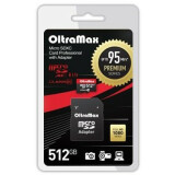 Карта памяти 512Gb MicroSD OltraMax Premium + SD адаптер (OM512GCSDXC10UHS-1-PrU3)