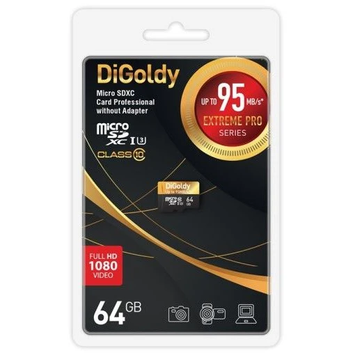 Карта памяти 64Gb MicroSD Digoldy Extreme Pro - DG064GCSDXC10UHS-1-ElU3 w
