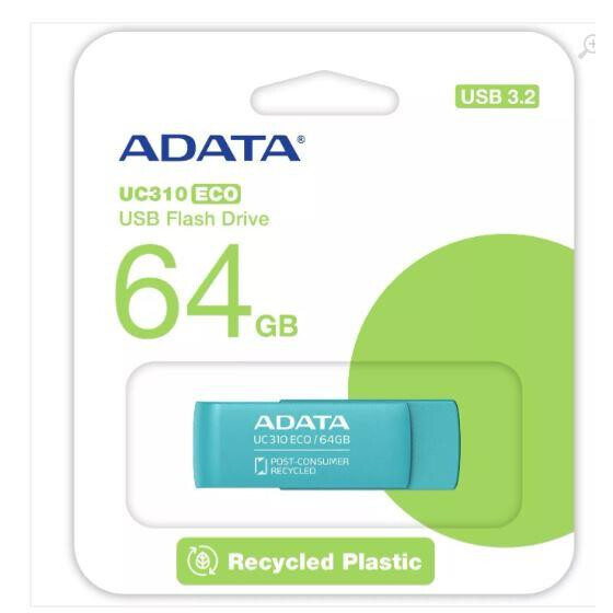 USB Flash накопитель 64Gb ADATA UC310 ECO Green - UC310E-64G-RGN - фото 3