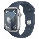 Умные часы Apple Watch Series 9 45mm Silver Aluminum Case with Storm Blue Sport Band M/L (MR9E3ZP/A)