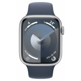 Умные часы Apple Watch Series 9 45mm Silver Aluminum Case with Storm Blue Sport Band M/L (MR9E3ZP/A)