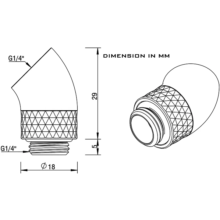 Угловой адаптер Barrow TDWT45-B01 White Silver (Matte Silver) (BA3233) - фото 2