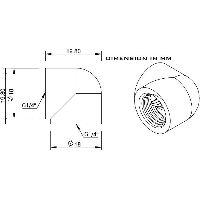 Угловой адаптер Barrow TDWT90SN-V2 Silver (BA1391) - фото 2