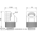 Угловой фитинг для СЖО Barrowch FBFTWT45-V2 Silver (CH0920)