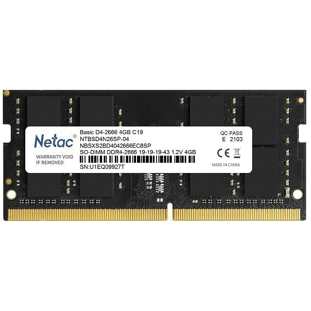 Оперативная память 4GB DDR4 2666MHz Netac SO-DIMM (NTBSD4N26SP-04)