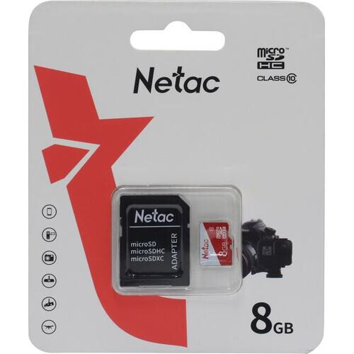 Карта памяти 8GB MicroSD Netac P500 ECO + SD адаптер (NT02P500ECO-008G-R)