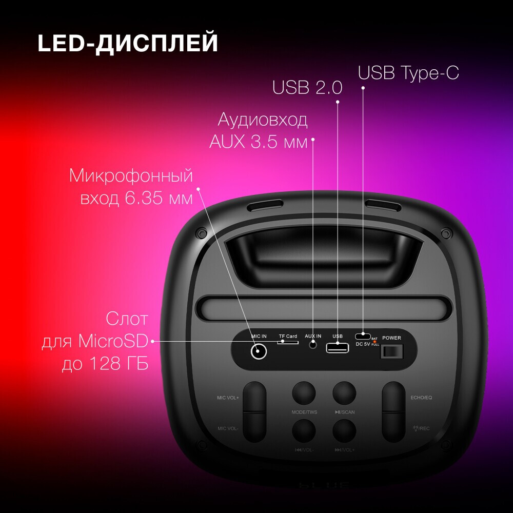 Портативная акустика Hyundai H-MC1231 Black - фото 5