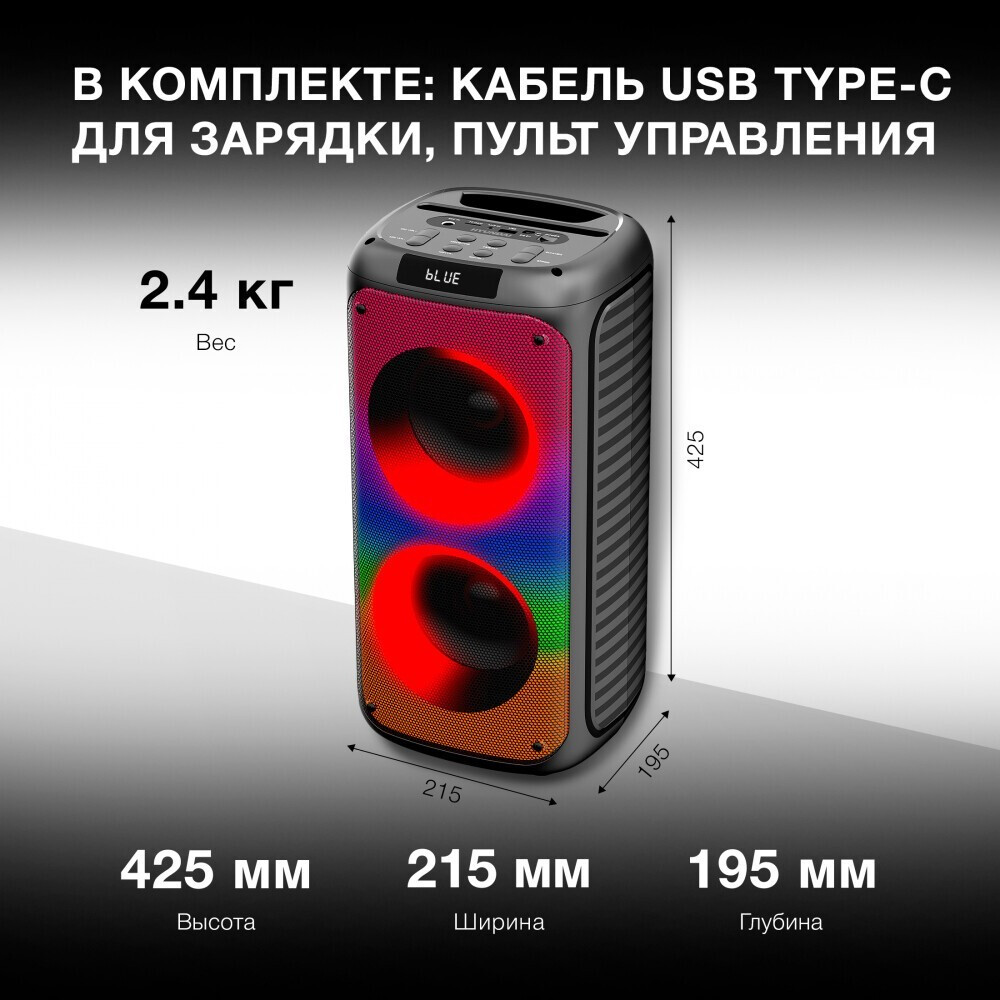 Портативная акустика Hyundai H-MC1231 Black - фото 6