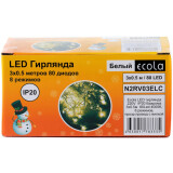 Гирлянда ECOLA Бахрома 3x0.5м 80Led 4000K (N2RV03ELC)