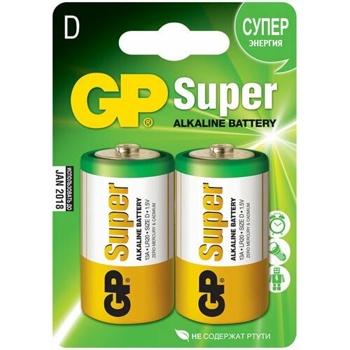 Батарейка GP 13A Super Alkaline (D, 2 шт.)