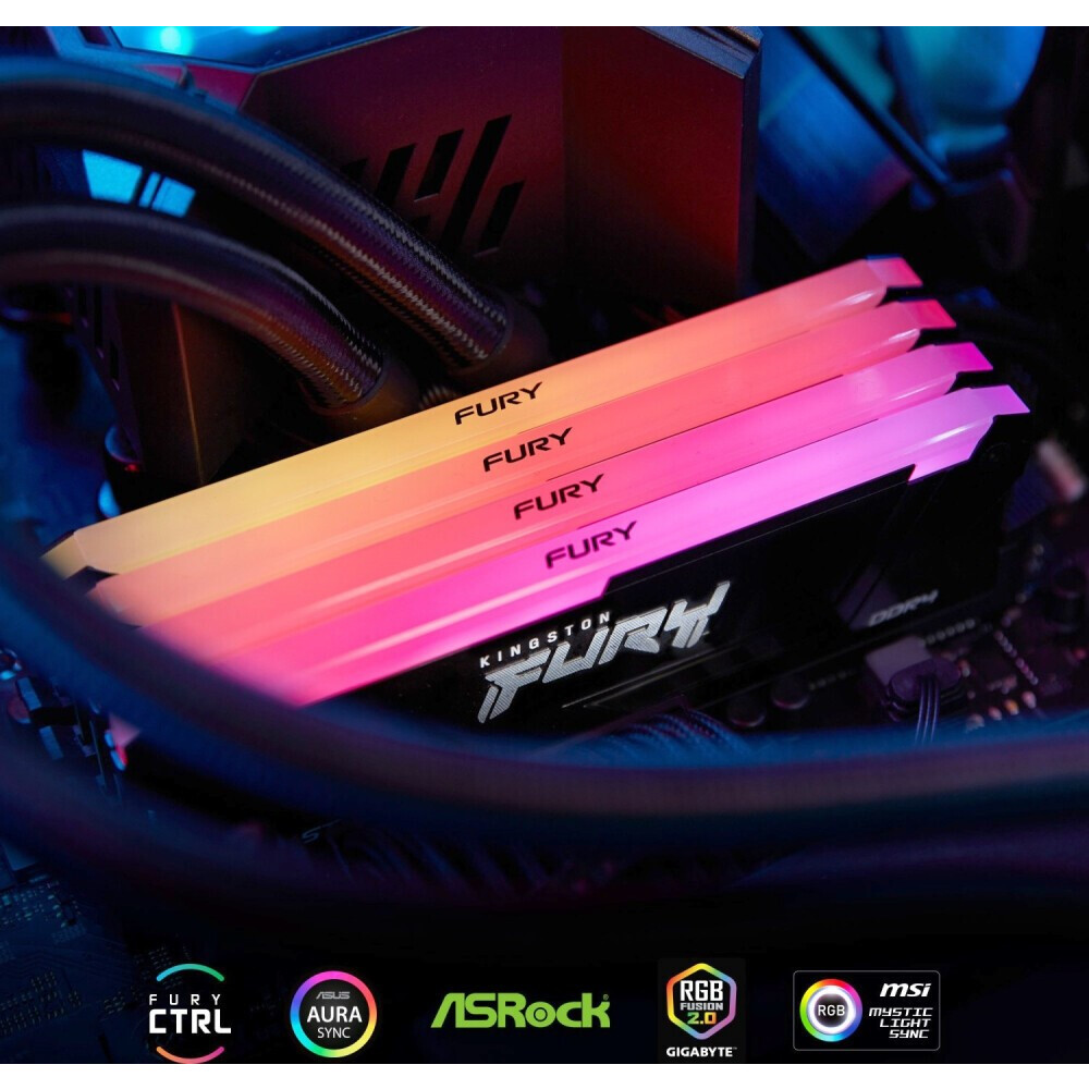 Оперативная память 16Gb DDR4 2666MHz Kingston Fury Beast RGB (KF426C16BB2AK2/16) (2x8Gb KIT) - фото 4