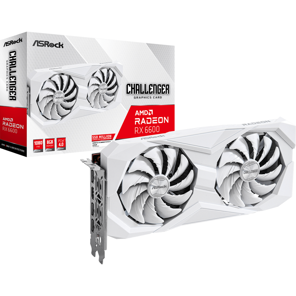 Видеокарта AMD Radeon RX 6600 ASRock Challenger White 8Gb (RX6600 CLW 8G) - фото 6
