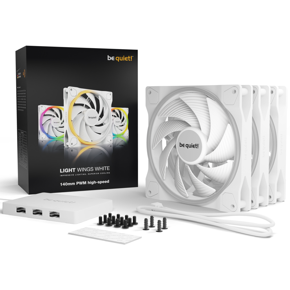 Вентилятор для корпуса Be Quiet Light Wings White 140mm High-speed PWM, 3 шт. - BL103 - фото 5