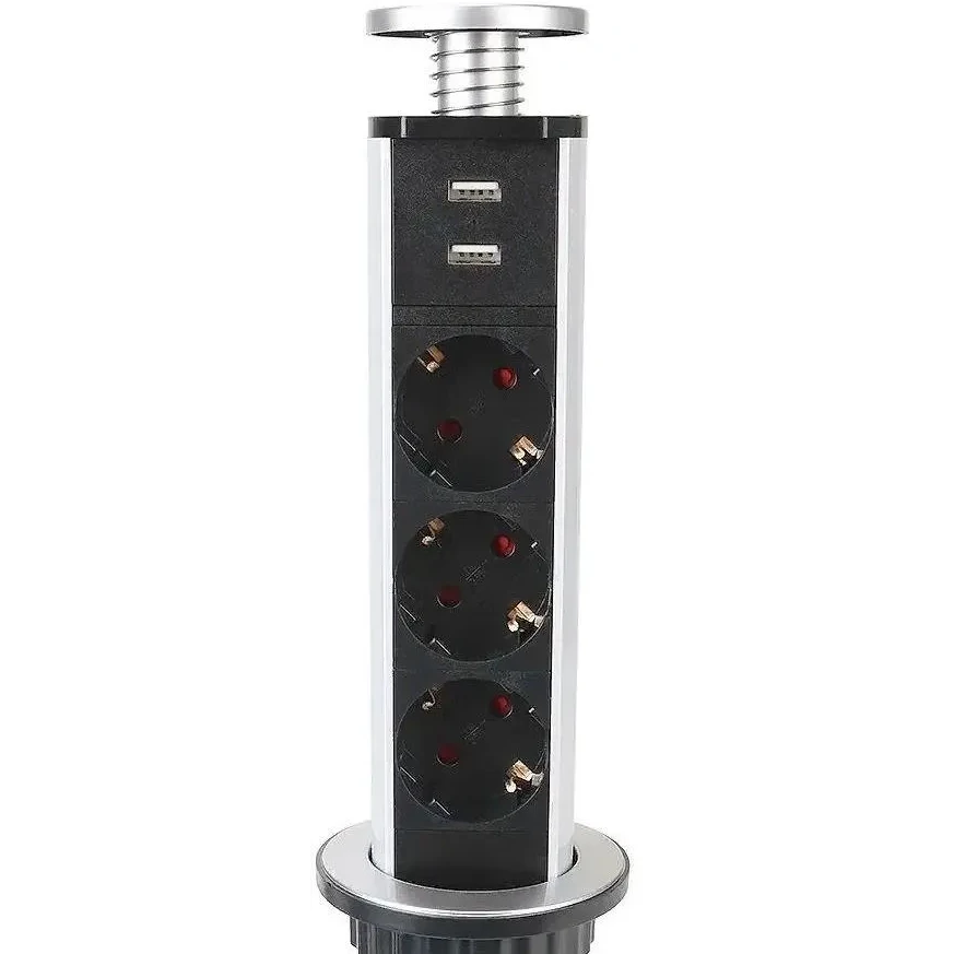 Сетевой удлинитель PREMIER Vertical 3R USB Grey, 1.8м - PX/BL-VRT-3R-2USB-GRE