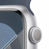 Умные часы Apple Watch Series 9 45mm Silver Aluminum Case with Storm Blue Sport Band M/L (MR9E3LL/A)