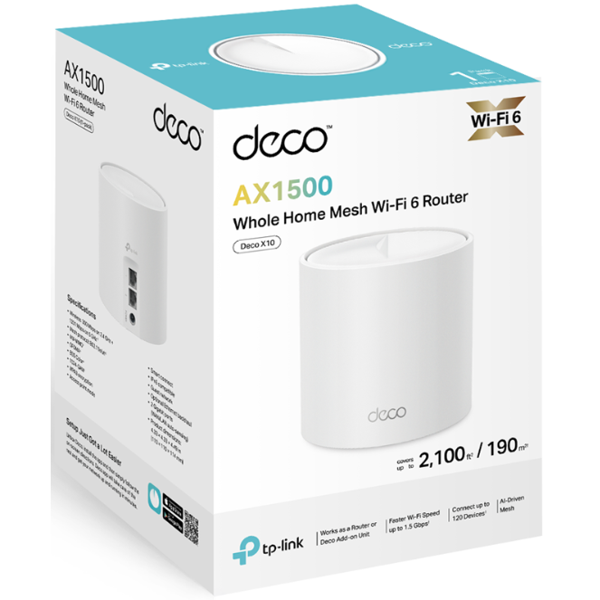 Mesh система TP-Link Deco X10 (1 шт.) - Deco X10(1-pack) - фото 8