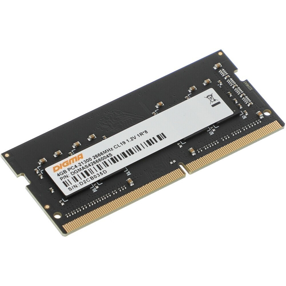 Оперативная память 4GB DDR4 2666MHz Digma SO-DIMM (DGMAS42666004S)