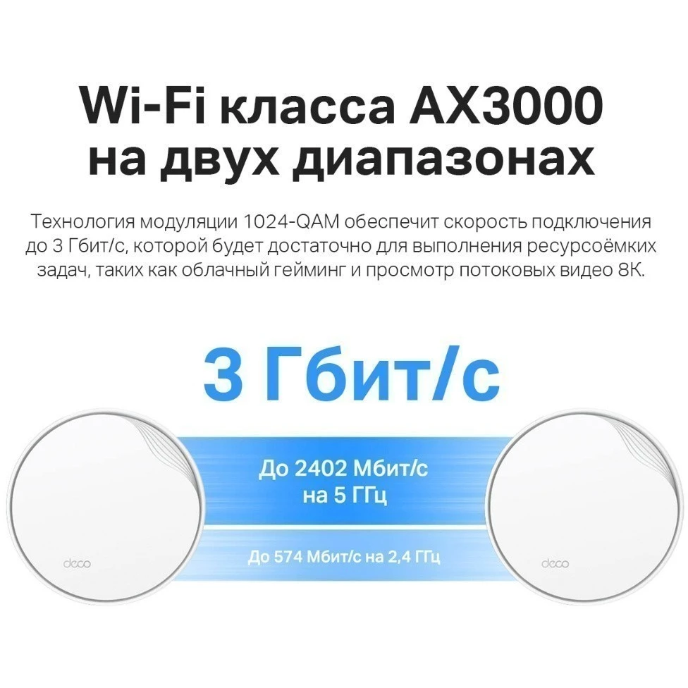 Mesh система TP-Link Deco X50-PoE (2 шт.) - Deco X50-PoE(2-pack) - фото 4