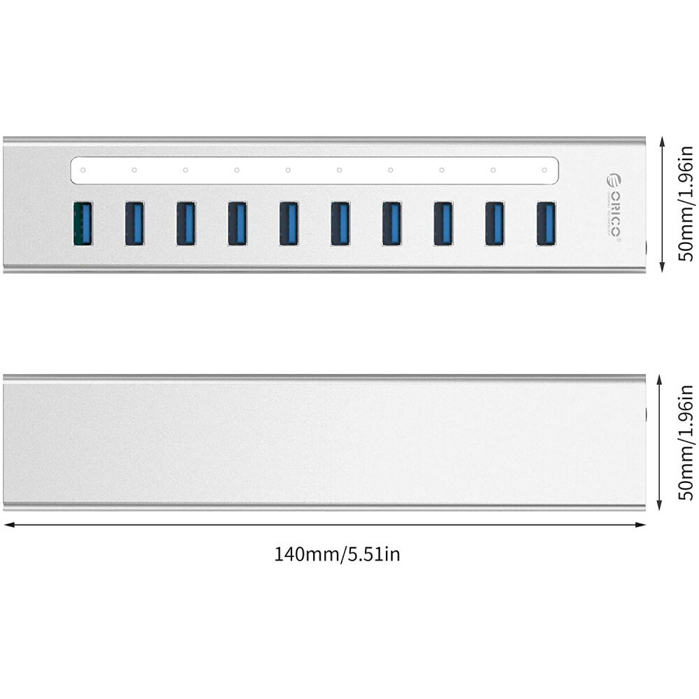 USB-концентратор Orico A3H10-SV Silver - фото 3