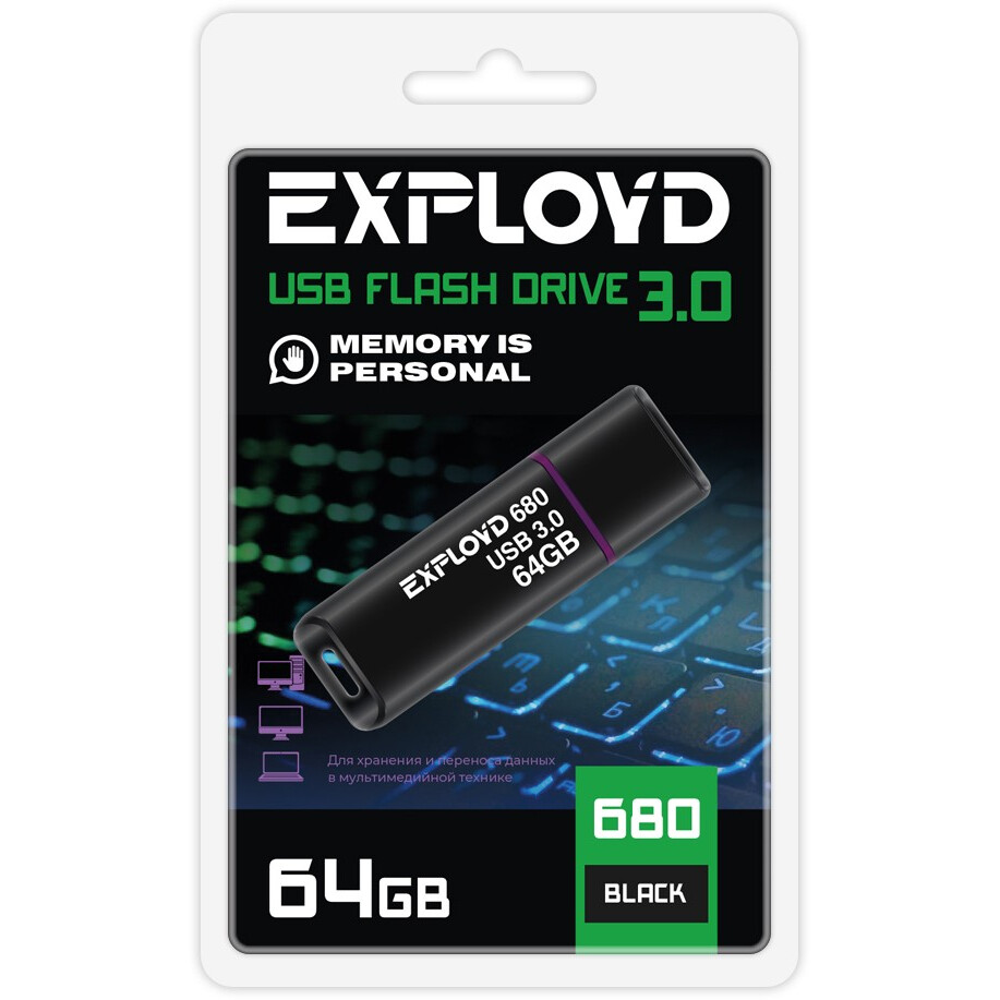 USB Flash накопитель 64Gb Exployd 680 Black - EX-64GB-680-Black