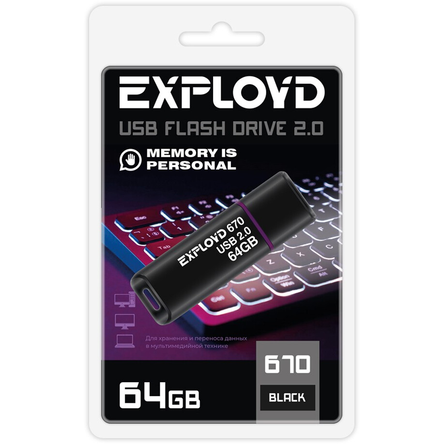 USB Flash накопитель 64Gb Exployd 670 Black - EX-64GB-670-Black