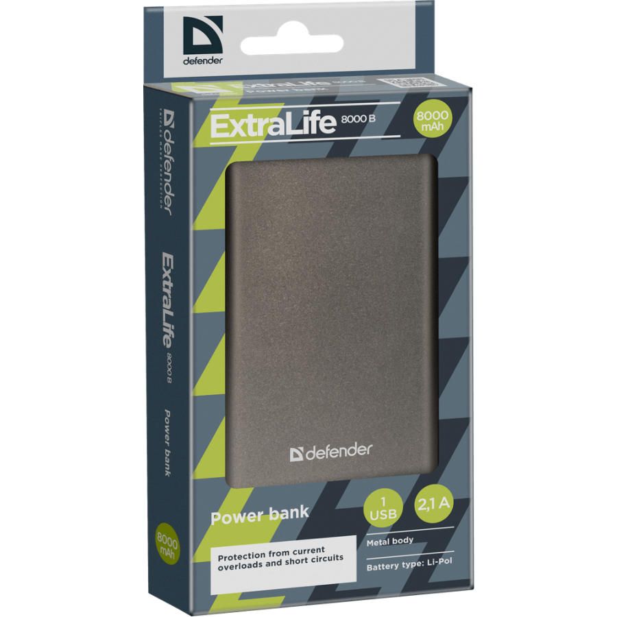 Внешний аккумулятор Defender ExtraLife 8000B (83622) - фото 2