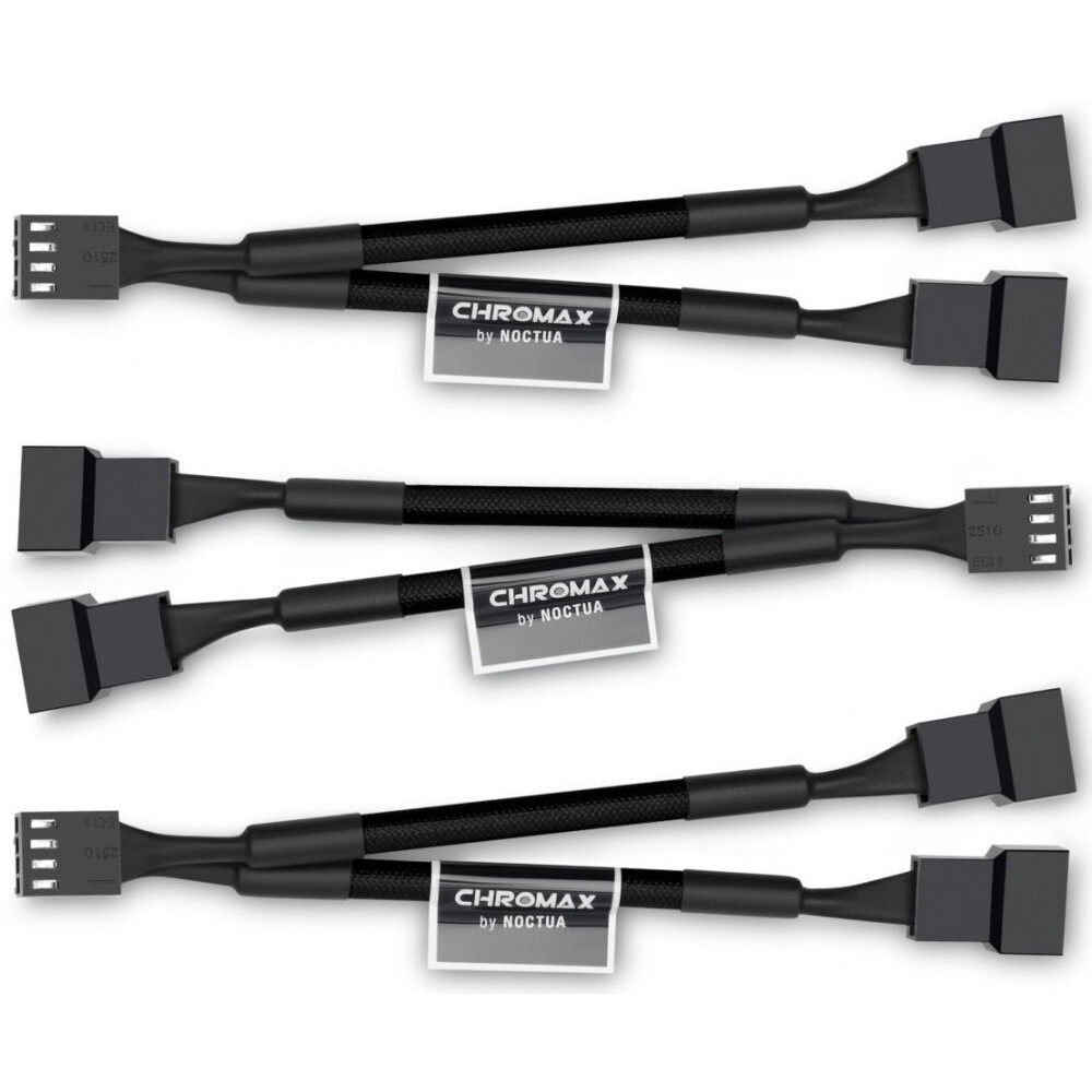 Разветвитель 4-pin - 2x 4-pin, Noctua NA-SYC1 Chromax Black (3 шт.) - NA-SYC1.BLACK