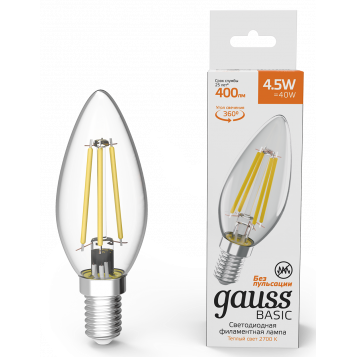 Светодиодная лампочка Gauss 2700K (4.5 Вт, E14) 10 шт. - 1031115 - фото 2