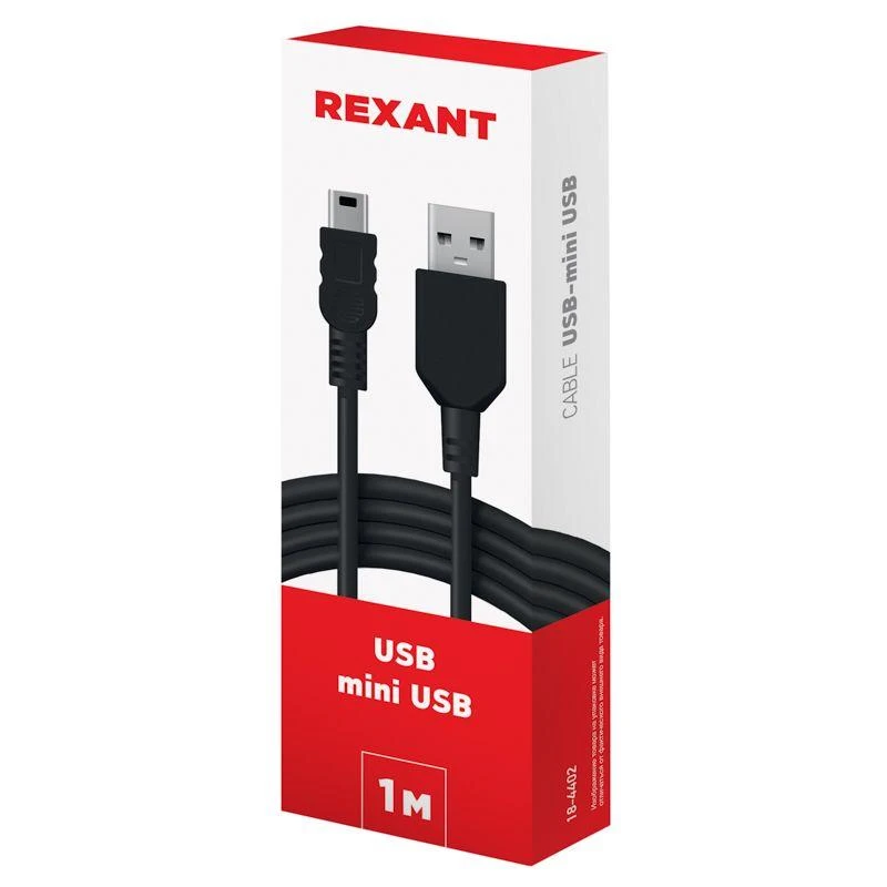 Кабель USB - miniUSB, 1м, Rexant 18-4402 - фото 2