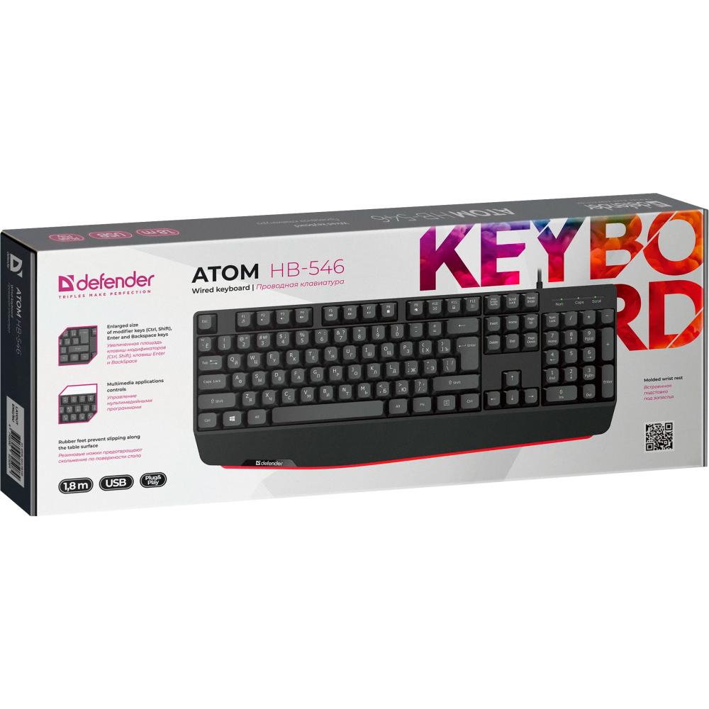 Клавиатура Defender Atom HB-546 Black (45546) - фото 6