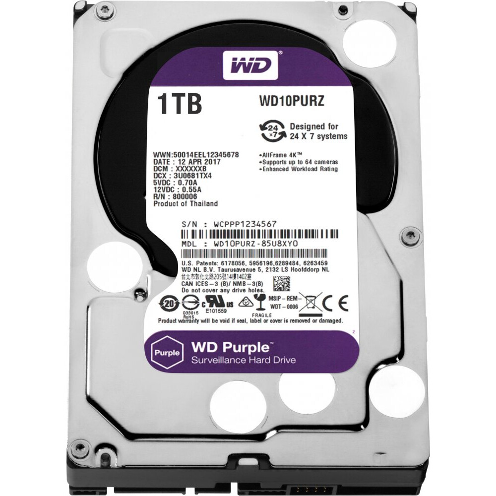 Жёсткий диск 1TB SATA-III WD Purple (WD10PURZ)