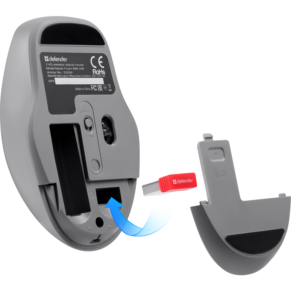 Мышь Defender Feam MM-296 Mint (52294) - фото 5