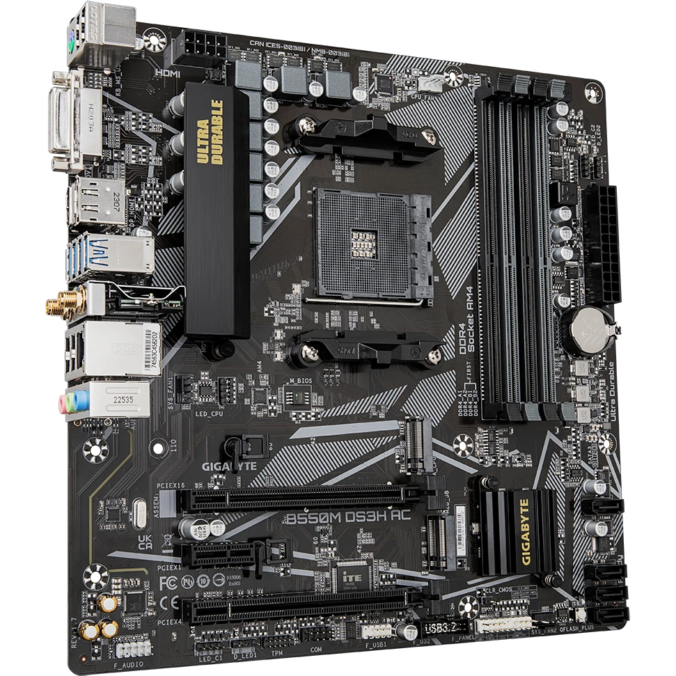 Материнская плата Gigabyte B550M DS3H AC v.1.7 - B550M DS3H AC rev.1.7 - фото 2