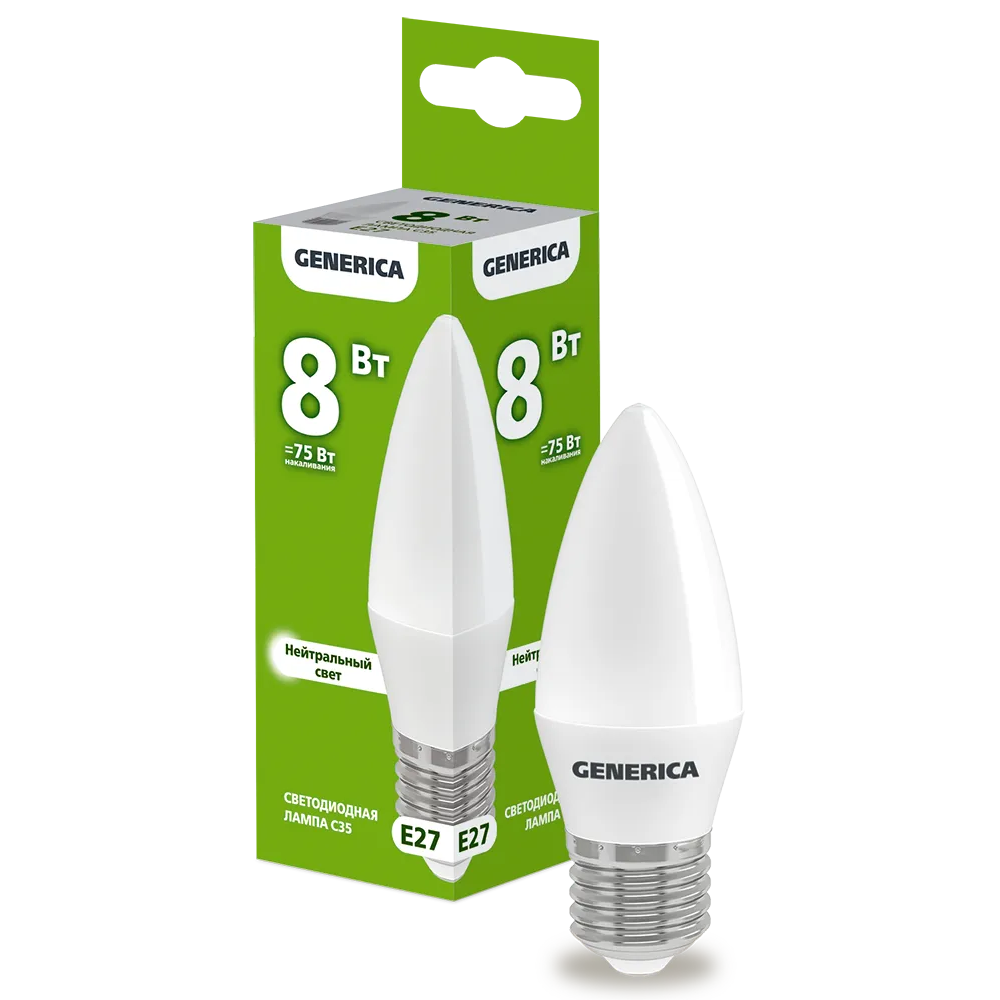 Светодиодная лампочка GENERICA LL-C35-08-230-40-E27-G (8 Вт, E27) - фото 2