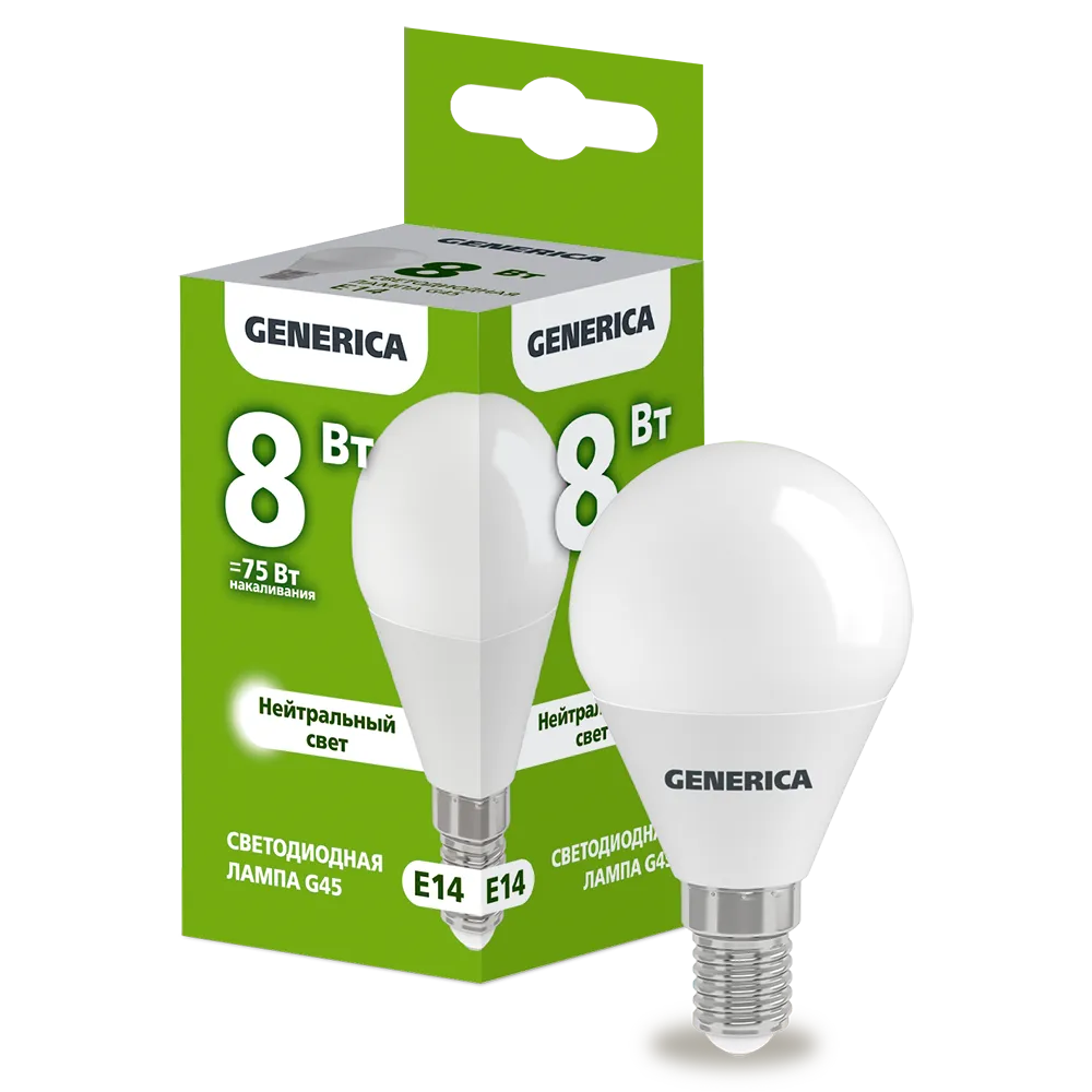 Светодиодная лампочка GENERICA LL-G45-08-230-40-E14-G (8 Вт, E14) - фото 2