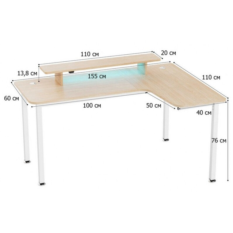 Компьютерный стол Eureka ERK-L60R-MW - фото 2