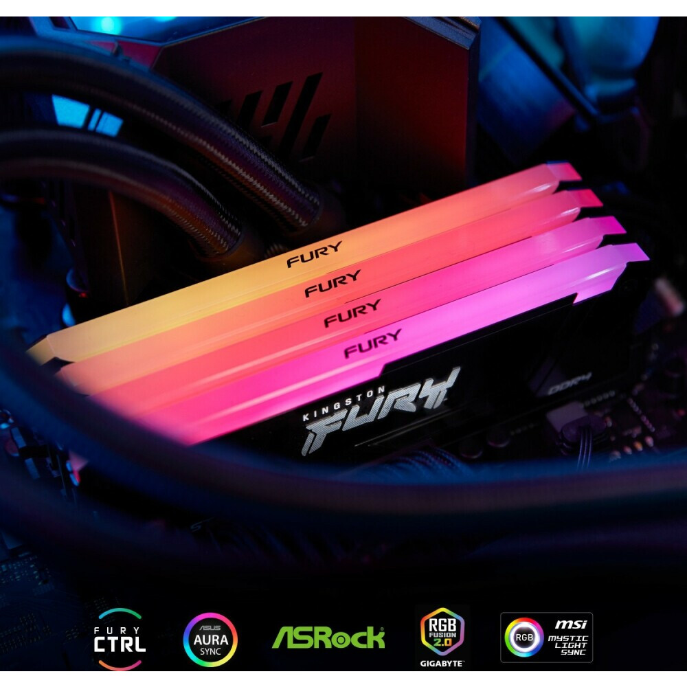 Оперативная память 8Gb DDR4 3600MHz Kingston Fury Beast RGB (KF436C17BB2A/8) - фото 3