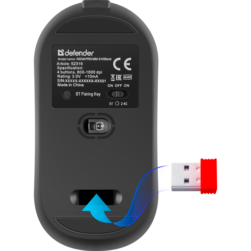 Мышь Defender NovaPro MM-316 Black (52316) - фото 3