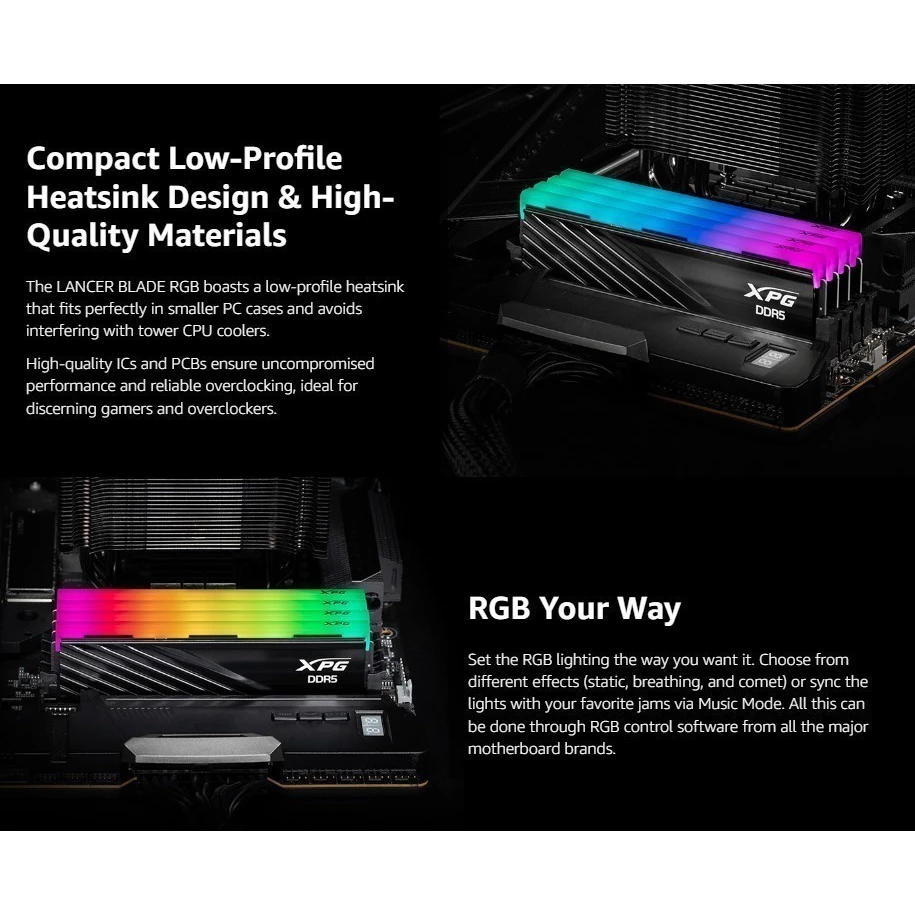 Оперативная память 32Gb DDR5 6000MHz ADATA XPG Lancer Blade RGB Black (AX5U6000C3016G-DTLABRBK) (2x16Gb KIT) - фото 4