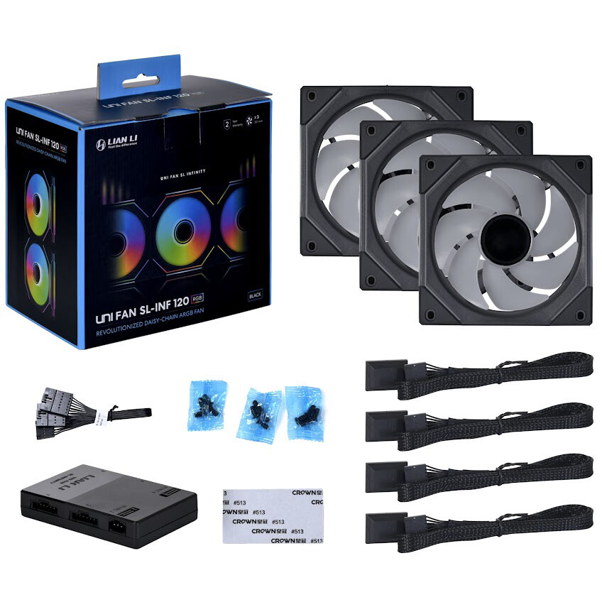 Вентилятор для корпуса Lian Li UNI Fan SL Infinity 120 RGB Black (3 шт.) - G99.12SLIN3B.00/G99.12SLIN3B.R0 - фото 8